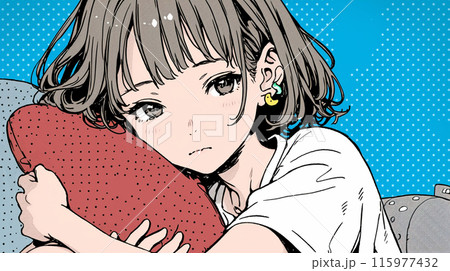 暑い夏の午後、寝落ちしそうな若い女性