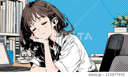 暑い夏の午後、寝落ちした若い女性