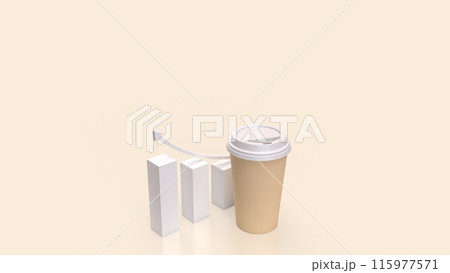 The coffee cup and chart for food and business concept 3d rendering. 115977571