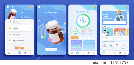 3D health tracker app interface 3D health tracker app interface 115977582