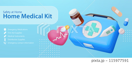 3D home medical kit banner 115977591