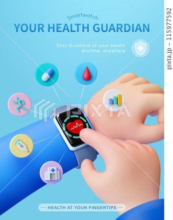 3D health tracking device poster 115977592
