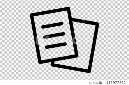 Black line drawing icon of two sheets of paper 115977832