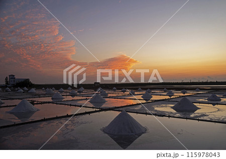 Salt pans in Tainan, Taiwan Salt pans in Tainan, Taiwan 115978043