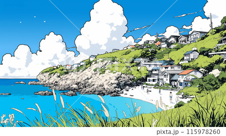 南国の白い砂浜と青い海と青い空