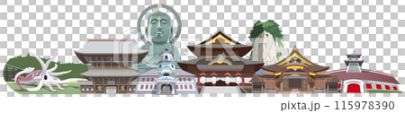 北陸甲信越著名旅遊景點插畫集 115978390