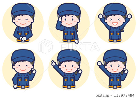 女性消防団員のポーズセット_01 女性消防団員のポーズセット_01 115978494