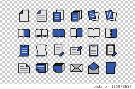 文件和書籍的彩色線條畫圖標 115978657