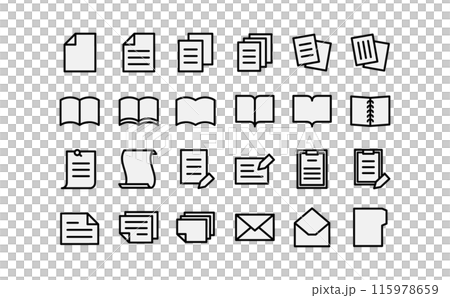 Documents and books monochrome line icon 115978659