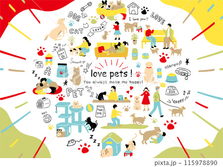 ペットとの暮らしを楽しむ人達 115978890