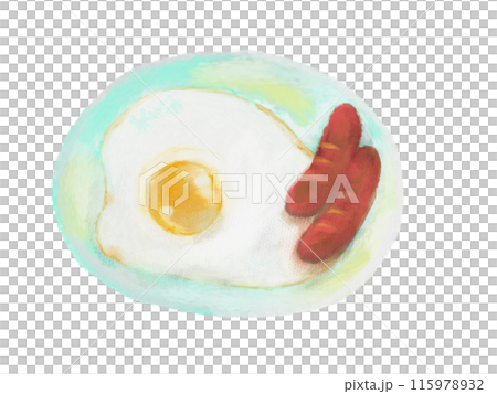 クレヨンで描いた目玉焼きのイラスト 115978932