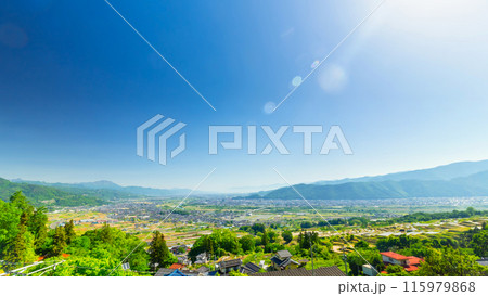 姨捨から望む長野市・千曲市 115979868