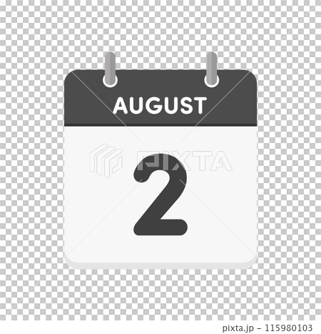 8月2日･August 2の日めくりカレンダーのアイコン - 8/2の日付入りの暦のデザイン素材 115980103