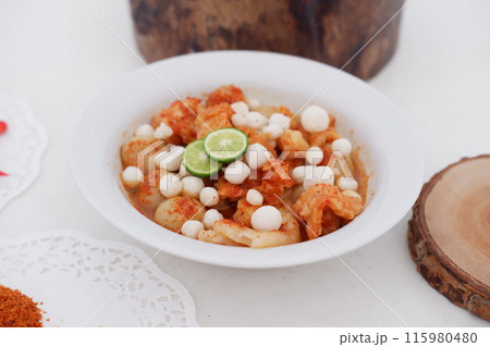 Meatballs with Peanut Crackers as a Background Meatballs with Peanut Crackers as a Background 115980480