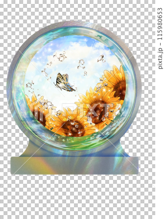 金魚鉢のなかのひまわりと蝶 金魚鉢のなかのひまわりと蝶 115980653