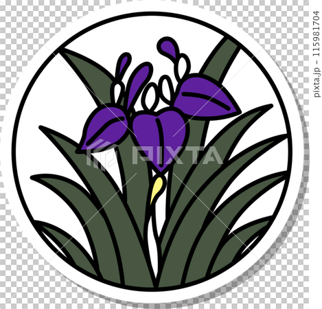 Sticker-style circular simple Hanafuda cards - Iris, Iris, May, Iris scum Sticker-style circular simple Hanafuda cards - Iris, Iris, May, Iris scum 115981704