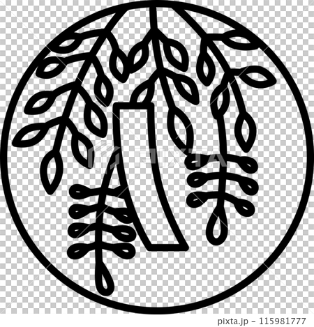 線描圓形迷你花札卯月紫藤紅短四月紫藤紅短 115981777