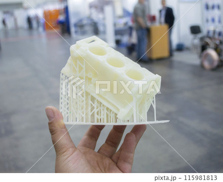 Detailed models in form of internal combustion engine printed on 3D printer from polymer close-up. Detailed object created by 3D printer using 3D printing method. Concept 3D Printing. SLA technology Detailed models in form of internal combustion engine printed on 3D printer from polymer close-up. Detailed object created by 3D printer using 3D printing method. Concept 3D Printing. SLA technology 115981813