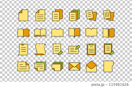 文件和書籍的彩色線條畫圖標 115981826
