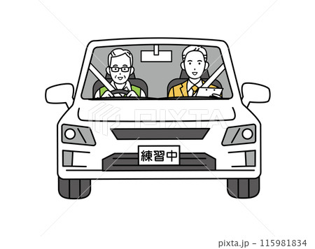 高齢者講習を受ける年配の男性のイラスト 115981834