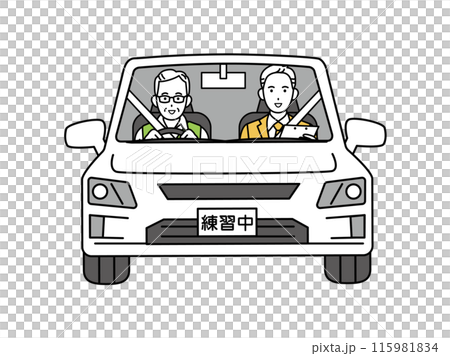 高齢者講習を受ける年配の男性のイラスト 115981834