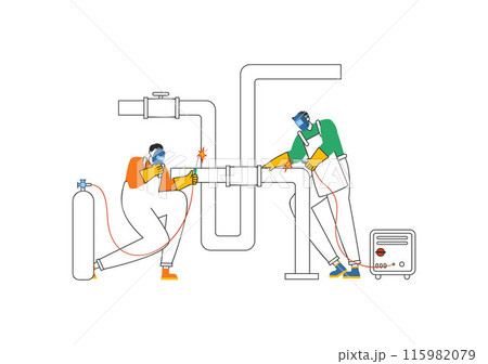 Welding Service Vector Illustration with Professional Welder Job Weld Metal Structures, Pipe and Steel Construction in Flat Cartoon Background Welding Service Vector Illustration with Professional Welder Job Weld Metal Structures, Pipe and Steel Construction in Flat Cartoon Background 115982079