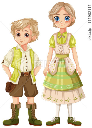 Traditional Bavarian Children in Costume 115982115