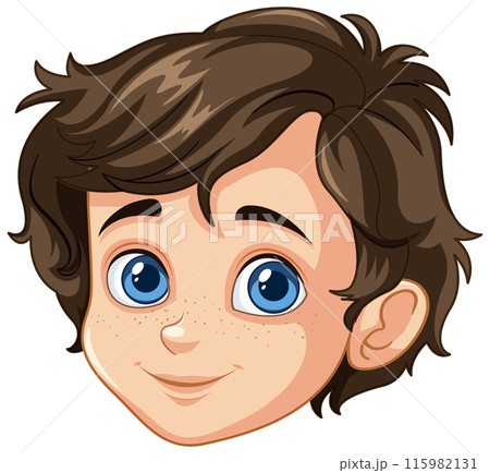Smiling Cartoon Boy with Brown Hair Smiling Cartoon Boy with Brown Hair 115982131