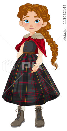 Young Girl in Plaid Dress Young Girl in Plaid Dress 115982145