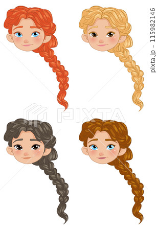 Diverse Braided Hairstyles Illustration 115982146