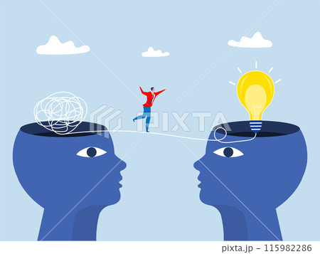 Discover easy way to understand concept,businessman walking away from mess chaos line to simple lightbulb idea.Simplify idea to find solution vector illustrator Discover easy way to understand concept,businessman walking away from mess chaos line to simple lightbulb idea.Simplify idea to find solution vector illustrator 115982286