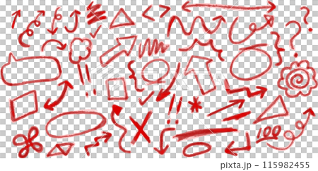 Red arrow set_Business_Handwritten line illustration Red arrow set_Business_Handwritten line illustration 115982455