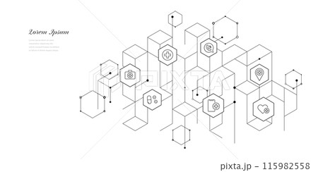 幾何学 抽象 六角形 医療 科学 アイコン 背景 幾何学 抽象 六角形 医療 科学 アイコン 背景 115982558