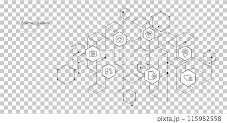 幾何学 抽象 六角形 医療 科学 アイコン 背景 幾何学 抽象 六角形 医療 科学 アイコン 背景 115982558