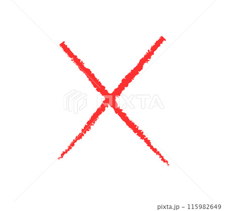 シンプルな手書きのバツのイラスト 115982649
