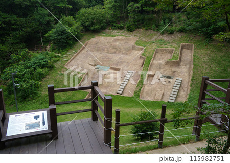 〈島根県〉荒神谷遺跡　展望台からの眺め 115982751