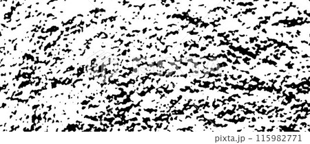 Black gritty grunge texture. Grainy eroded overlay background. Distressed noise surface with dust, particles, specks, speckles. Rough dirty granule lino backdrop texture of concrete or cement. Vector 115982771