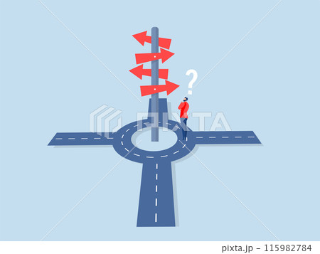 direction or choose the right way to success concept,businessman looking at multiple road sign with question mark and thinking which way to go vector direction or choose the right way to success concept,businessman looking at multiple road sign with question mark and thinking which way to go vector 115982784