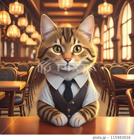 レストランに来た猫のお客さん 115983016