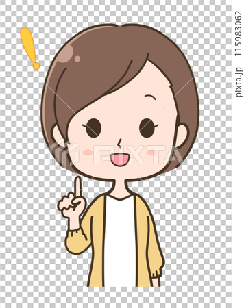 ひらめく女性の上半身イラスト ひらめく女性の上半身イラスト 115983062