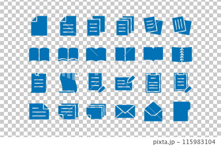 文件和書籍藍色剪影圖標 115983104