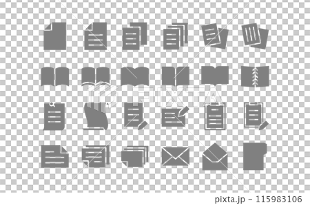 書類と本のグレーのシルエットアイコン 書類と本のグレーのシルエットアイコン 115983106