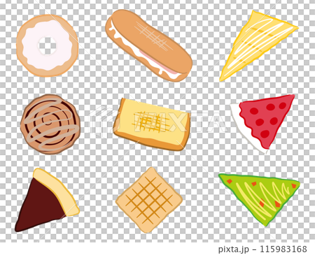 Bread and baked goods illustration set Bread and baked goods illustration set 115983168