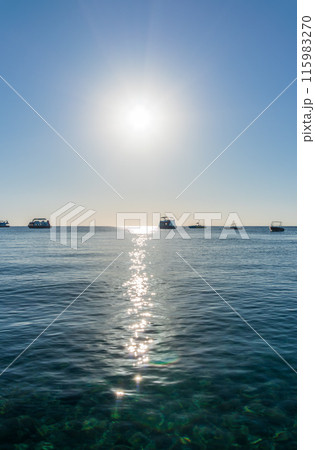 Sunrise over the sea. Panoramic seascape. 115983270