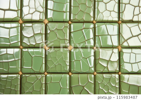 Close-up green metallic object, abstract texture background, Generative AI 115983487