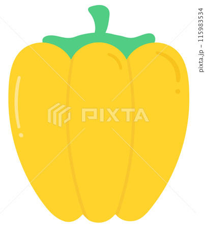 Kid hand drawn cute healthy food vegetables yellow sweet bell pepper 115983534