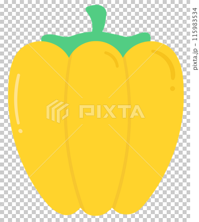 Kid hand drawn cute healthy food vegetables yellow sweet bell pepper 115983534