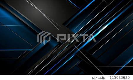 Modern dark blue overlapping dimension line bar design background, Generative AI 115983620