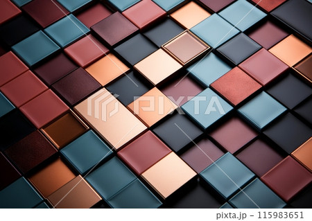 Close-up red metallic object, abstract texture background, Generative AI 115983651