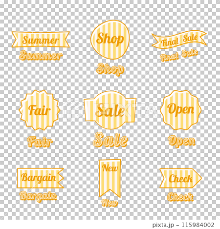 Set of yellow striped labels and frames for sale Set of yellow striped labels and frames for sale 115984002